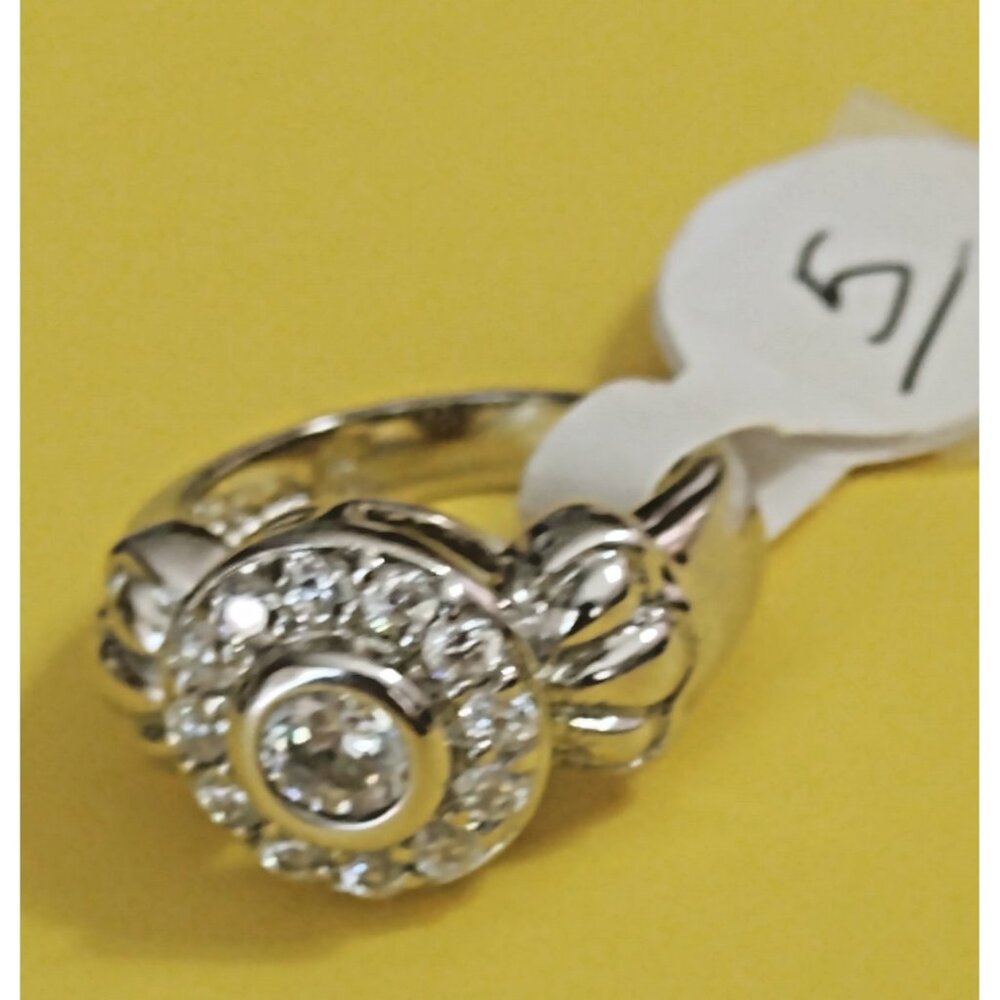 Italian 925 Sterling Silver Women's Ring with Clear Rhinestone -  Size 5 New